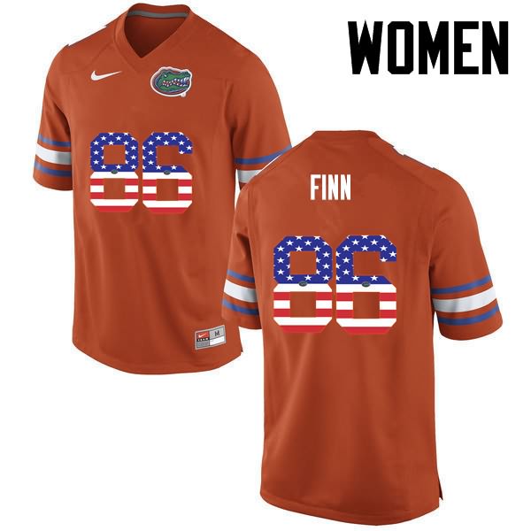 Women's NCAA Florida Gators Jacob Finn #86 Stitched Authentic USA Flag Fashion Nike Orange College Football Jersey VUD6265BL